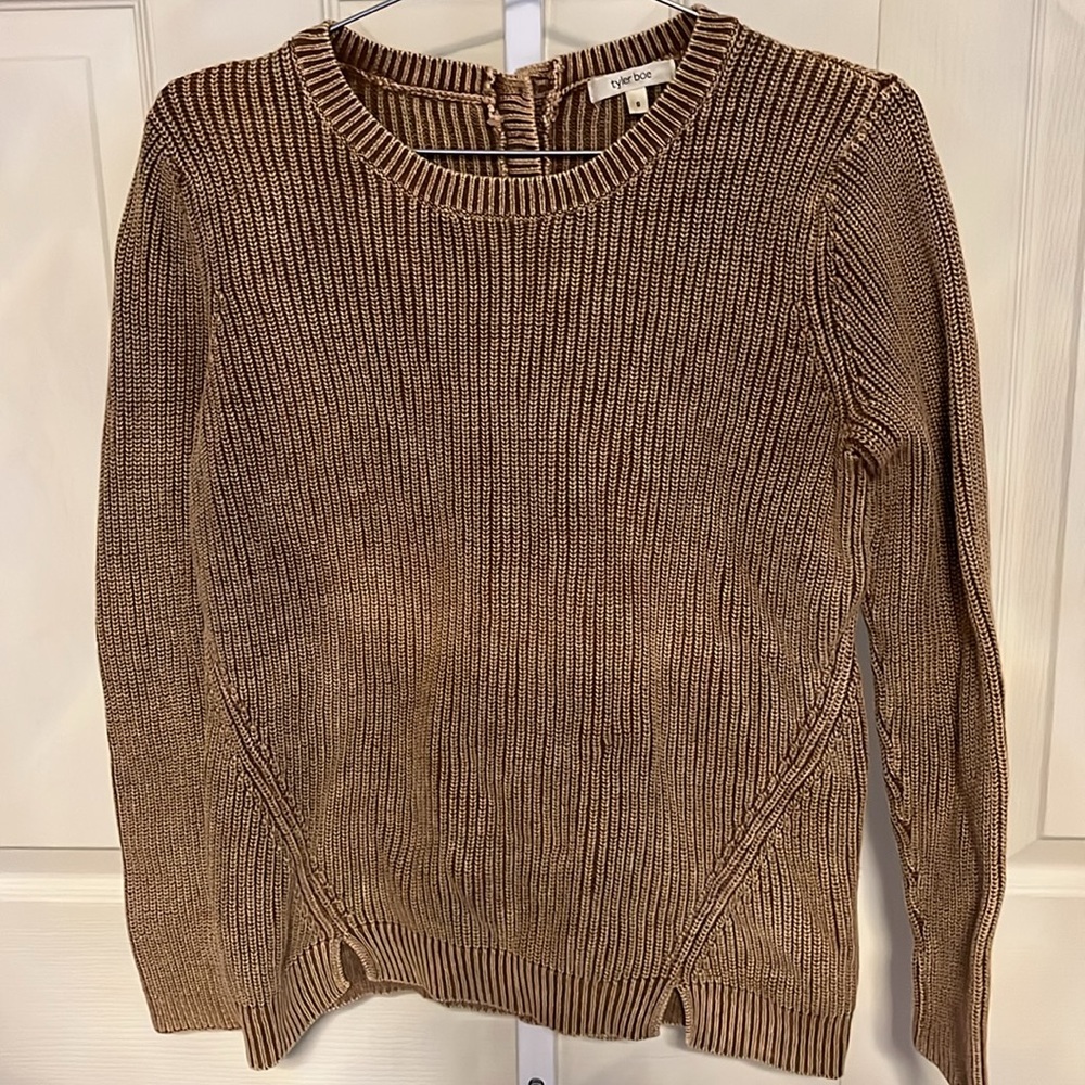 Tyler Boe Cotton Mineral Wash Crew Neck Sweater Size S Tan Brown - Picture 5 of 13